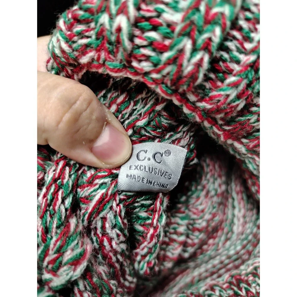 C.C Exclusive Christmas Color Pom beanie Hat